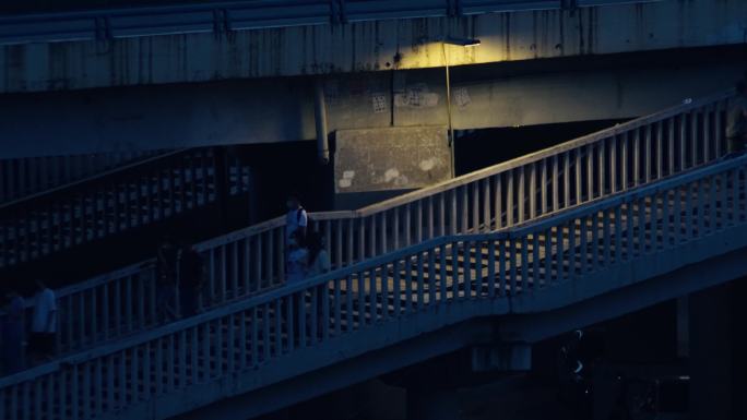 广州 天桥 人流 高速公路 车流 夜景