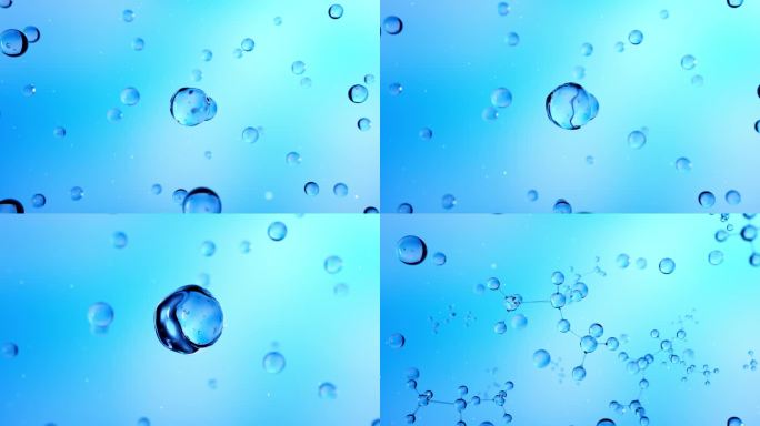蓝色水分子细胞 分子链 合集广告素材