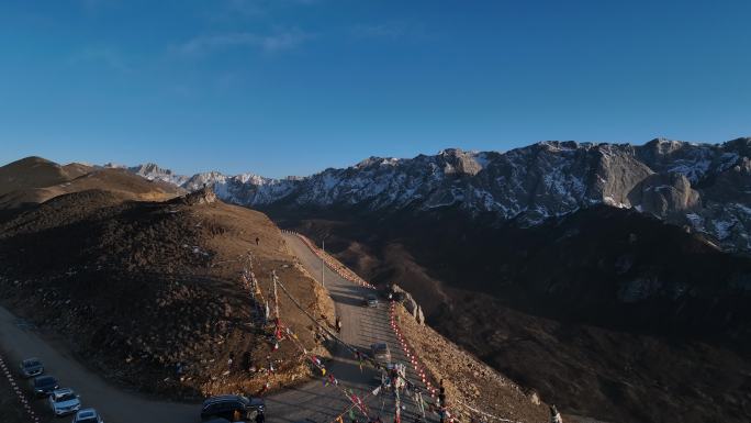 甘南 雪山 航拍 洛克之路 风景 梯田