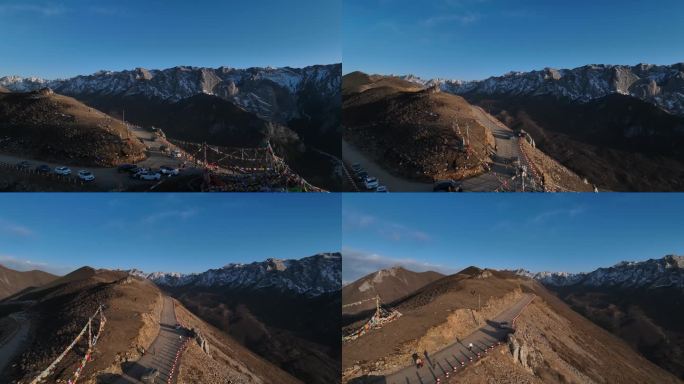 甘南 雪山 航拍 洛克之路 风景 梯田