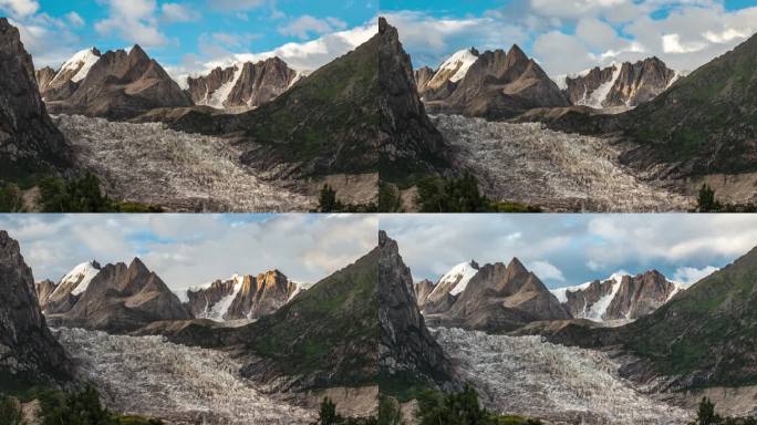 青藏高原布加雪山黄昏延时摄影 长焦镜头