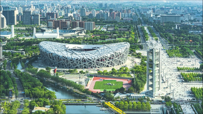 国家体育中心北京建筑群鸟巢延时摄影