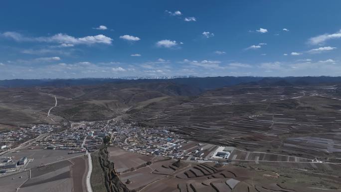 甘南 雪山 航拍 洛克之路 风景 梯田