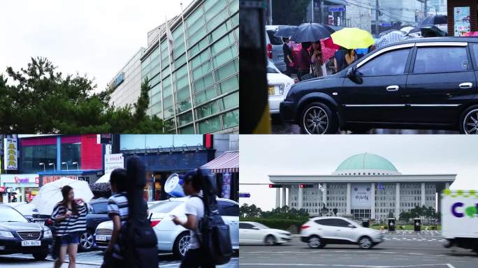 城市建筑 车流 街道行驶