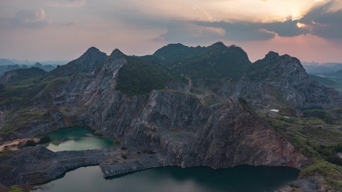 【航拍丨延时】广西玉林矿山湖