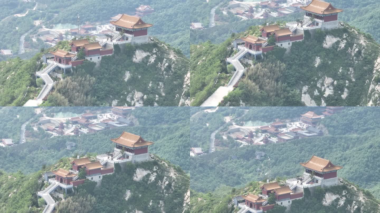 航拍威海里口山仙姑庙与广福寺同框出镜