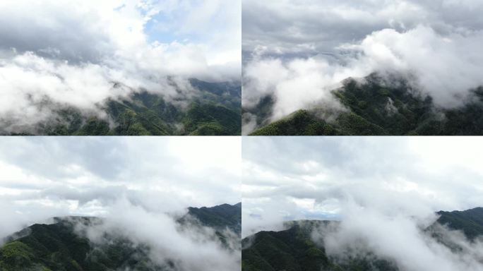 航拍东江湖 大山浓雾