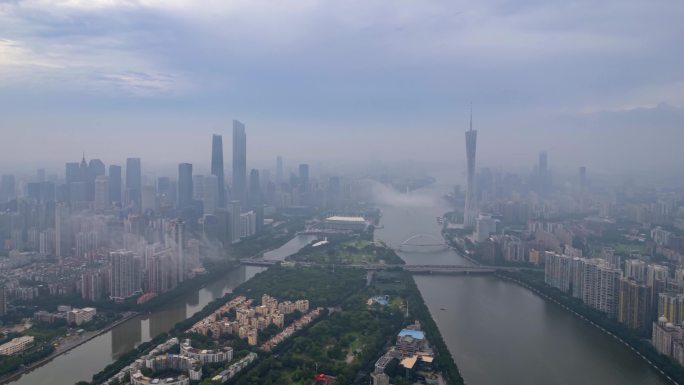 广州平流雾航拍延时