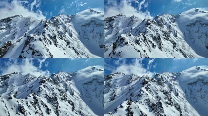 航拍四川阿坝岷山山脉雪宝顶雪山