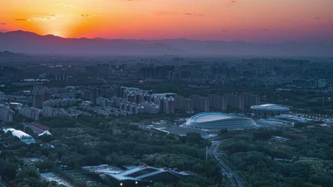 国家速滑馆冰丝带夕阳黄昏日专夜延时