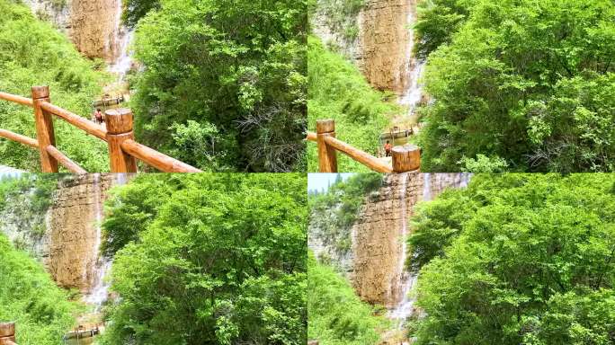 青州 黄花溪 登山看瀑布 壮观 4K素材