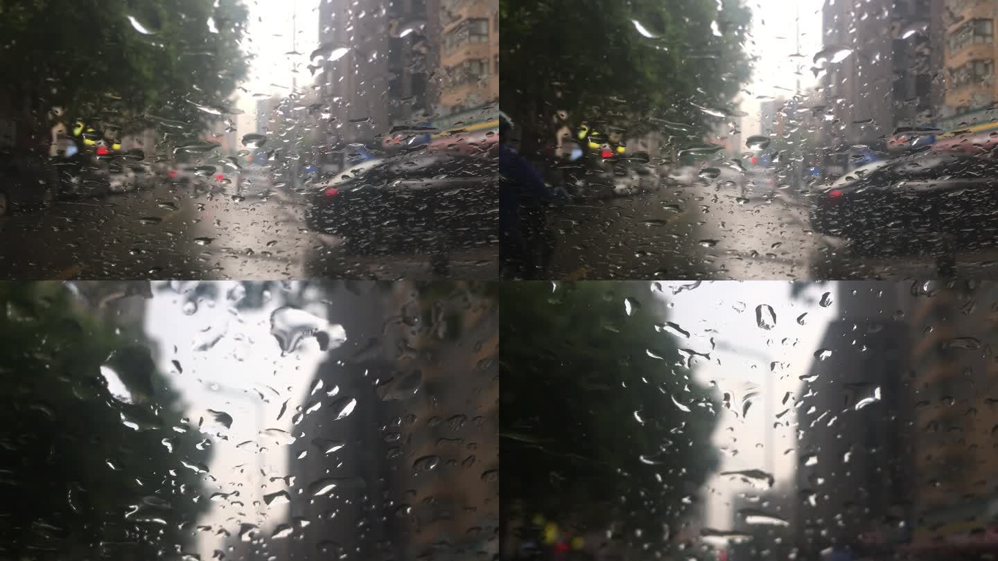 雨中车玻璃