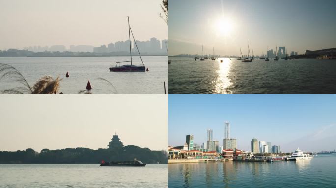 金鸡湖畔 月光码头 帆船