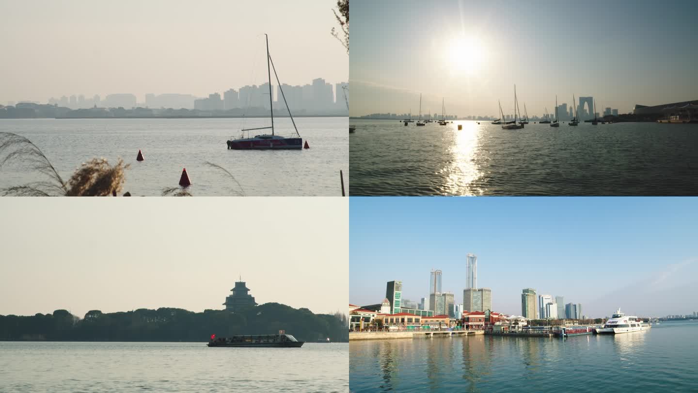 金鸡湖畔 月光码头 帆船