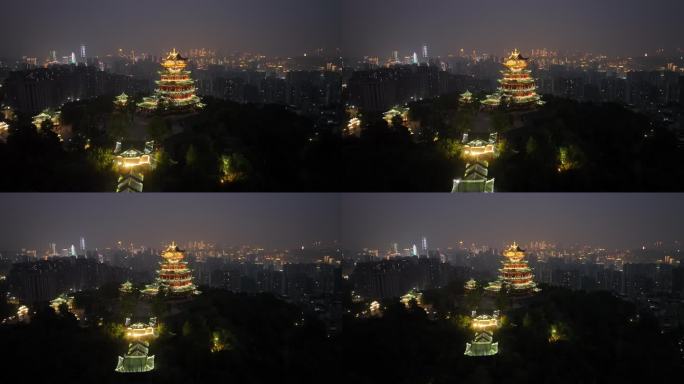 重庆鸿恩寺夜景航拍重庆夜景城市风光风景