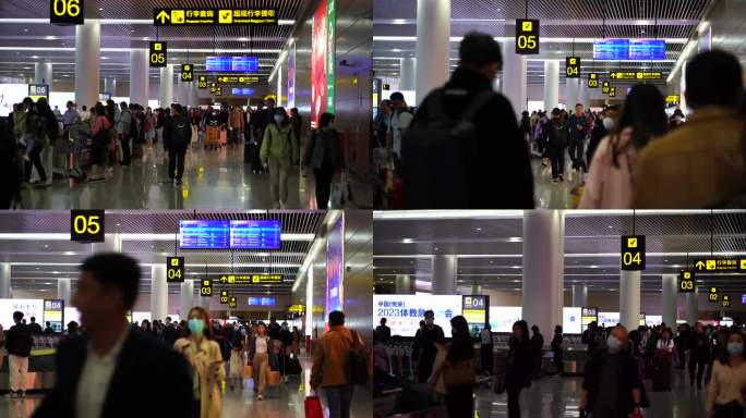 机场行李提取处行李转盘旅客人群乘客人流量