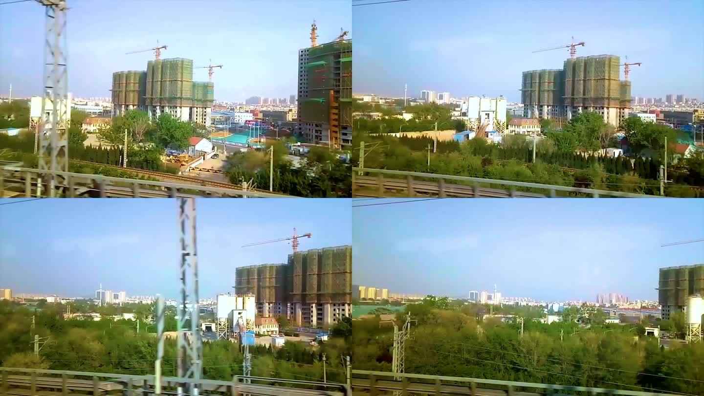 青岛北站 沿途 城市建设动态 视频素材