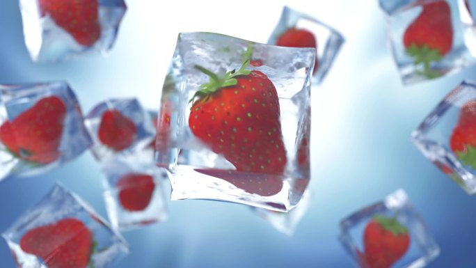 冰草莓 草莓冰块