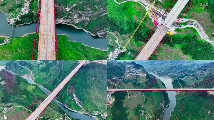 贵州桐梓河特大桥（在建）航拍素材（5k)