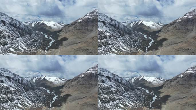 航拍西藏山南卡若拉冰川雪山风光