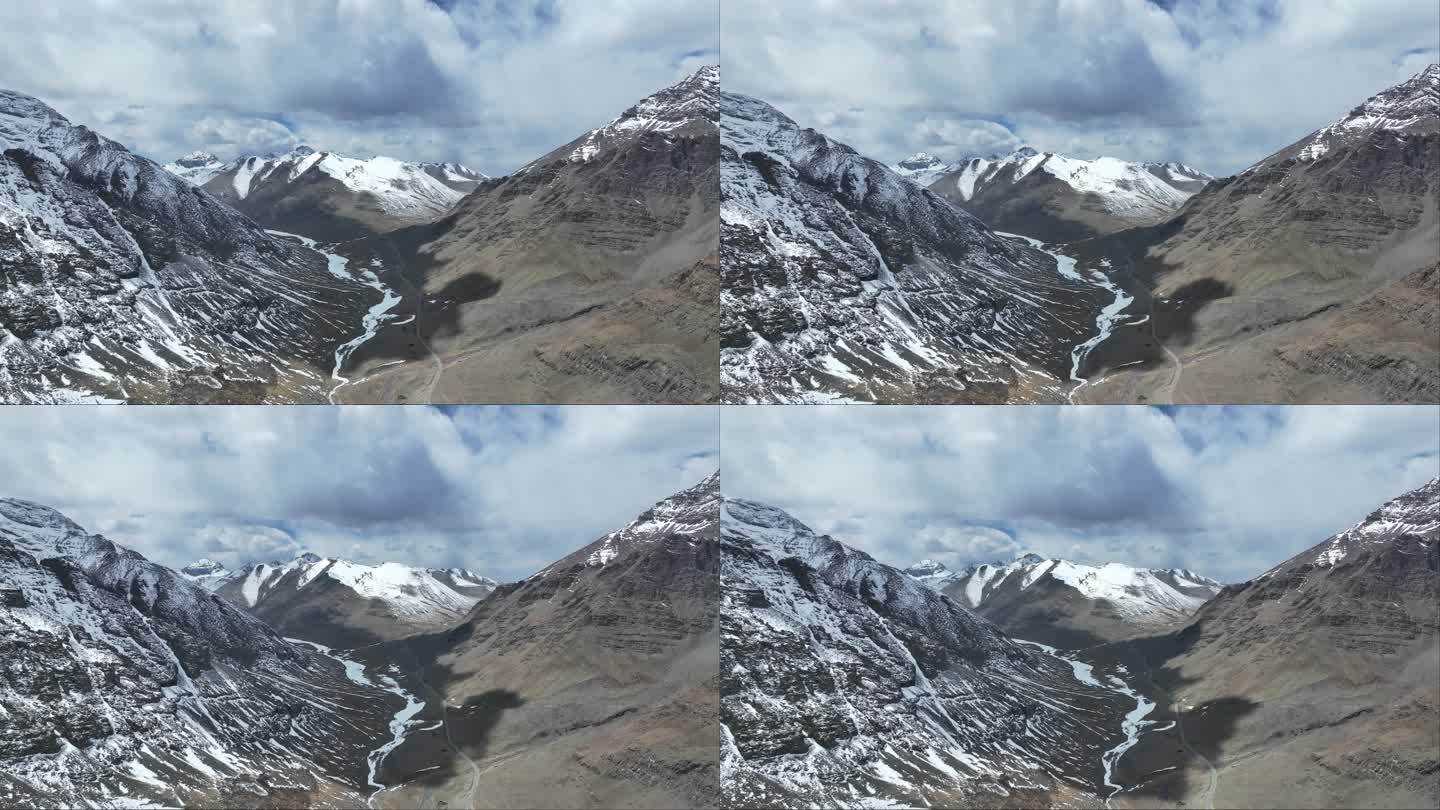 航拍西藏山南卡若拉冰川雪山风光