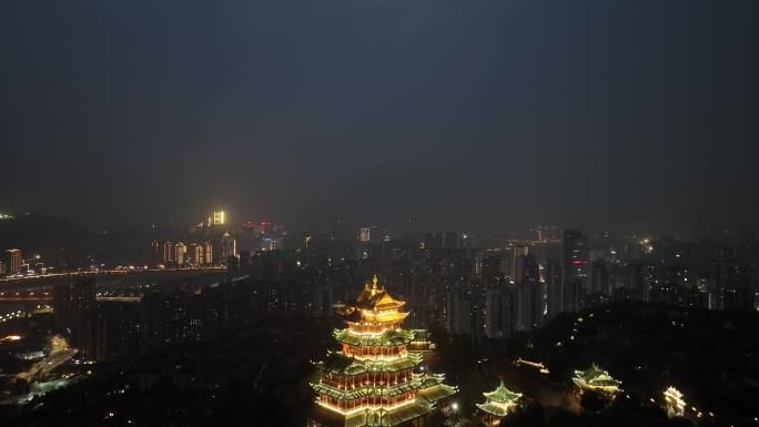 重庆鸿恩寺夜景航拍重庆夜景城市风光风景