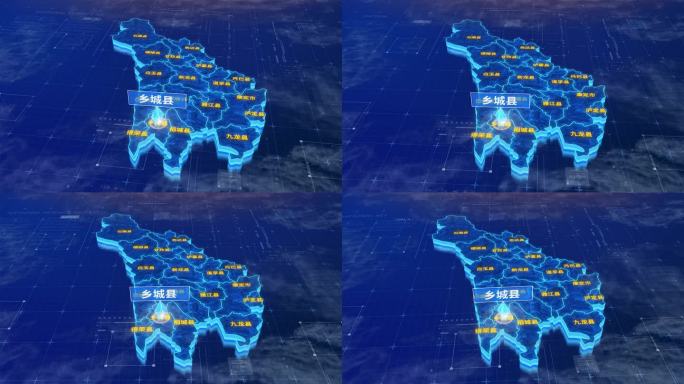 甘孜藏族自治州乡城县三维蓝色科技地图
