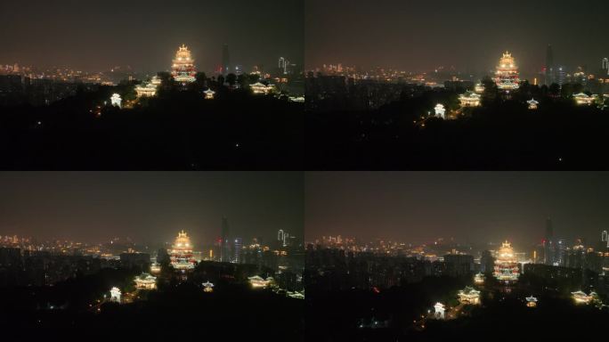 重庆鸿恩寺夜景航拍重庆夜景城市风光风景