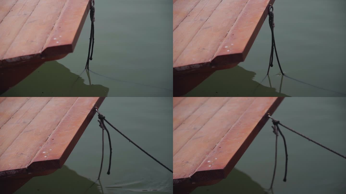 意境湖水船头纤绳升格
