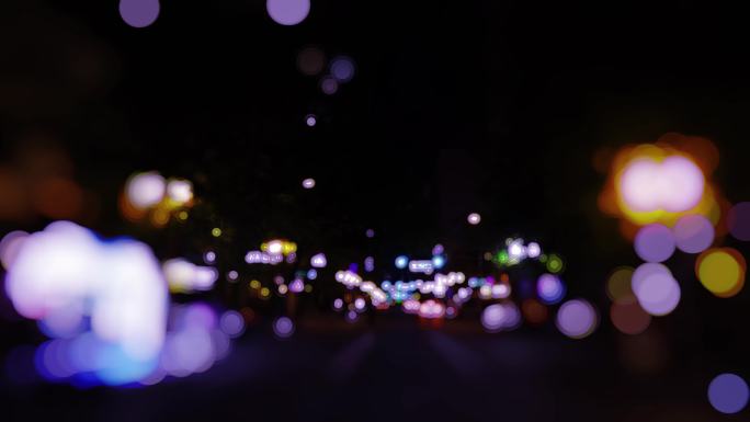 城市夜晚的光斑霓虹灯