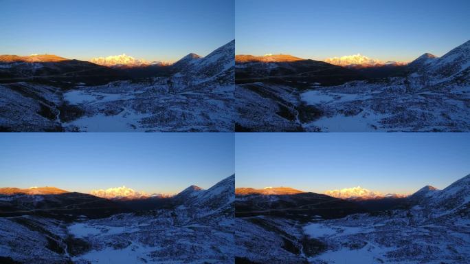 航拍西藏林芝南迦巴瓦峰日照金山雪山落日