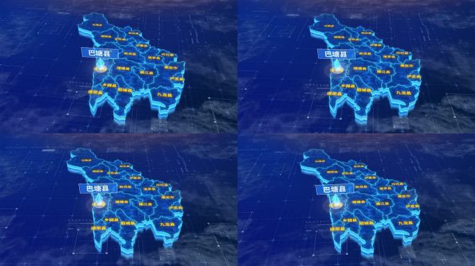 甘孜藏族自治州巴塘县三维蓝色科技地图