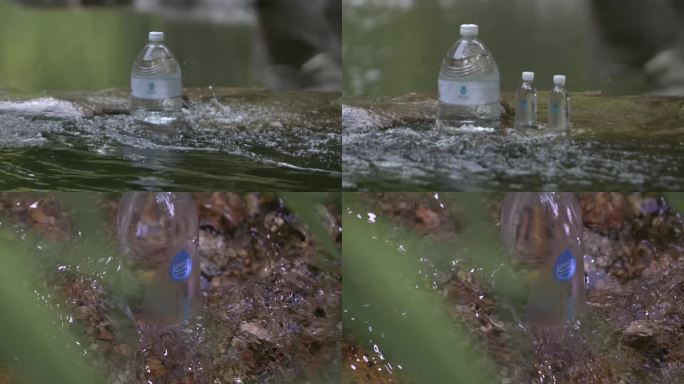 升格拍摄饮用矿泉水溪水水流