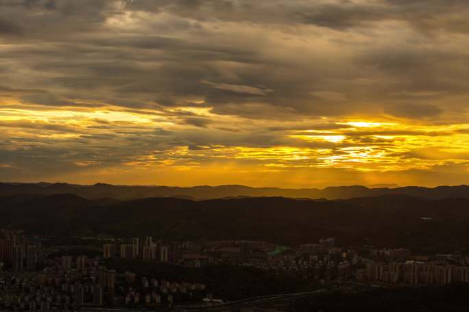 城市晚霞 火烧云延时