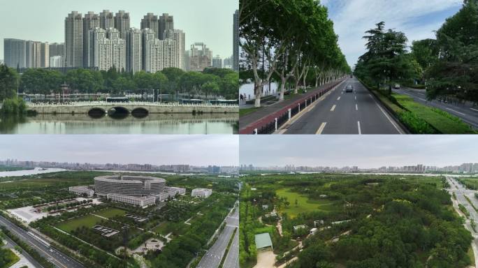城市绿化道路航拍素材