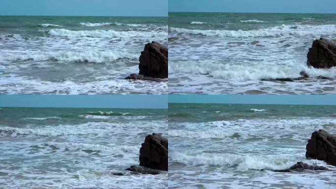 青岛 大海 海浪 撞击礁石原声 视频素材
