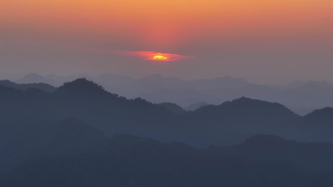 杭州西湖群山日落航拍延时