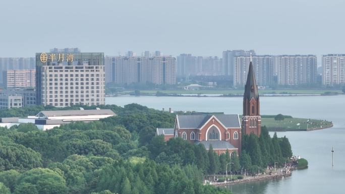 独墅湖 落日 独墅湖大道 工业园区 苏州