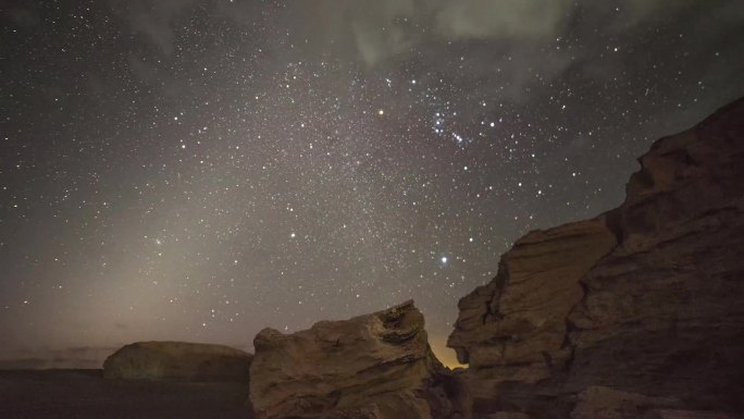 青海柴达木盆地雅丹星空猎户座延时