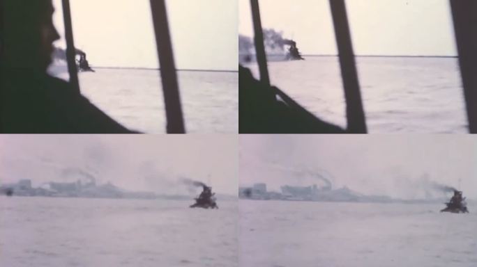 50年代长江320号船在风雨中行驶