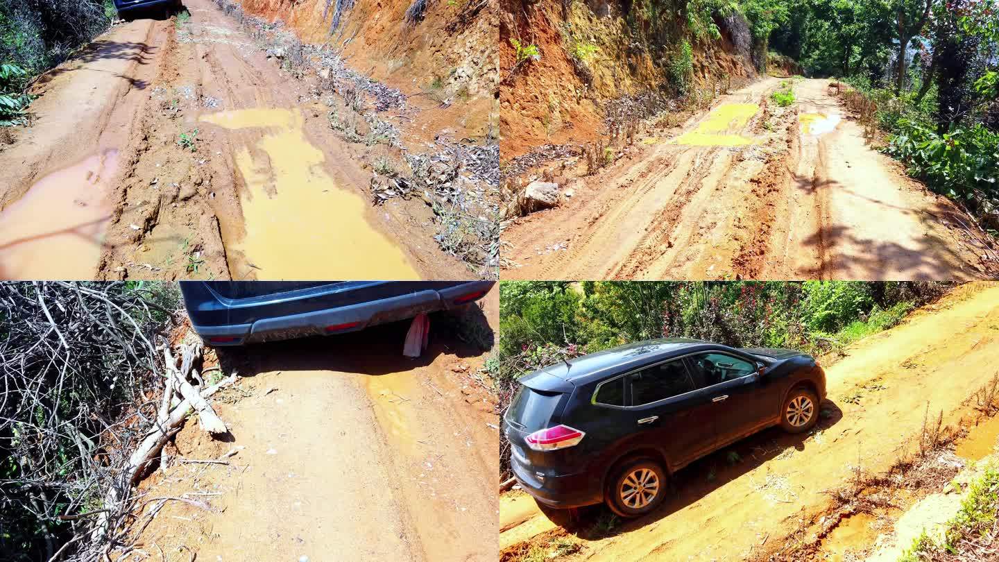农村乡下泥泞路面安全隐患