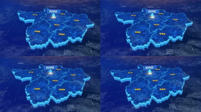 广元市利州区三维蓝色科技地图