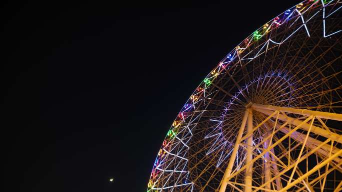 摩天轮游乐场夜景 彩灯霓虹灯闪烁延时