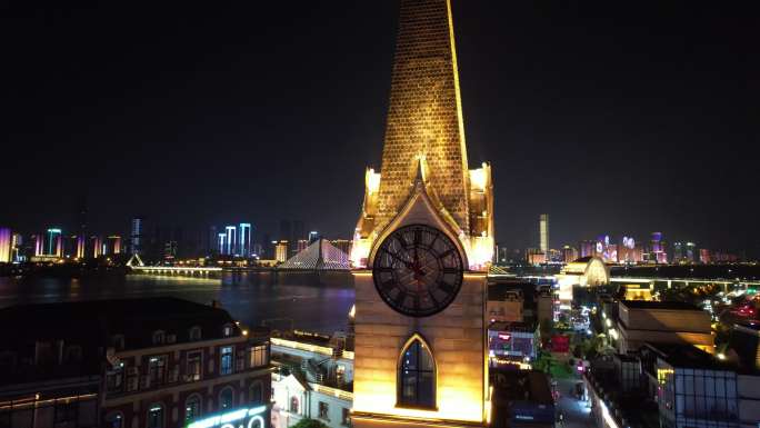 长沙北辰渔人码头滨江银盆岭夜景航拍合集