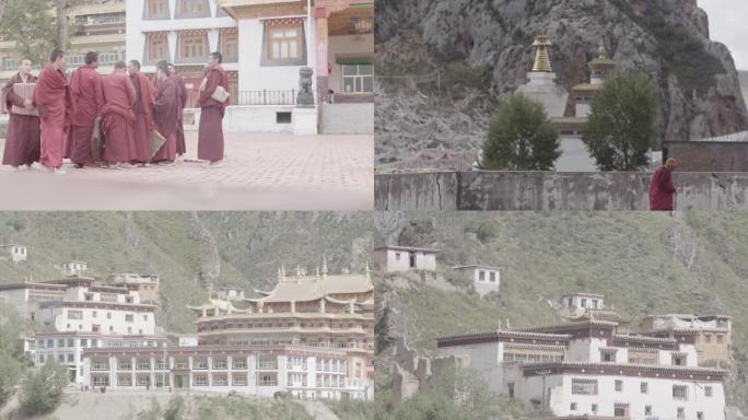 藏族 寺庙僧人 老人走过 纪录片