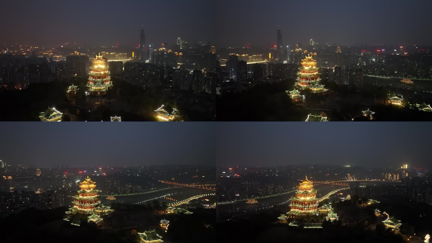 重庆鸿恩寺夜景航拍重庆夜景城市风光风景