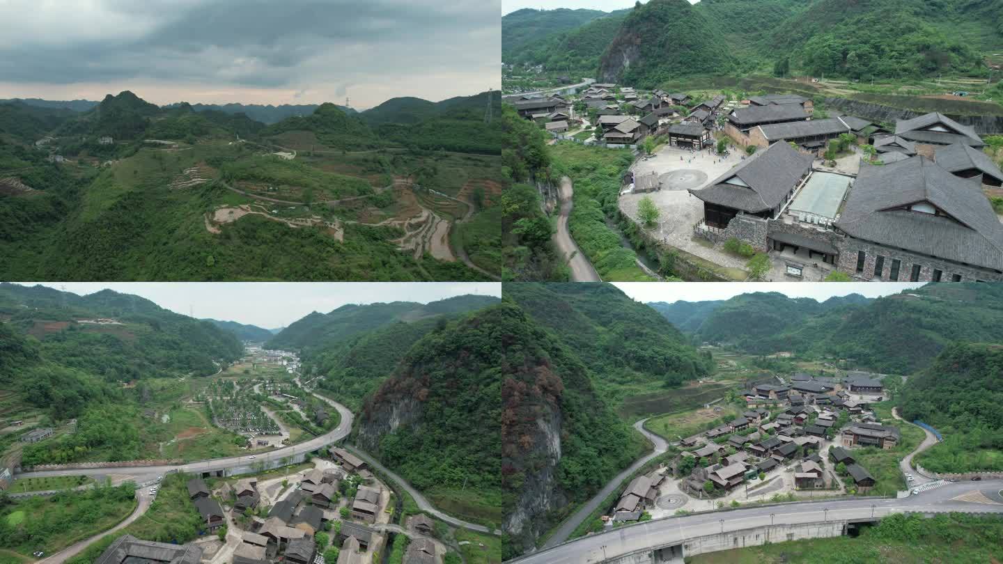 贵州遵义古建筑群风景区航拍贵州大山视频