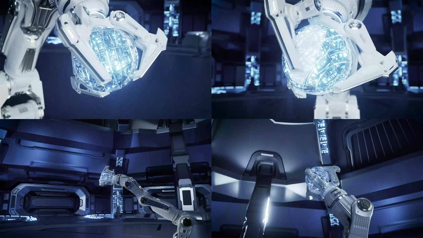 人工智能制造科幻机械手臂动画三维渲染