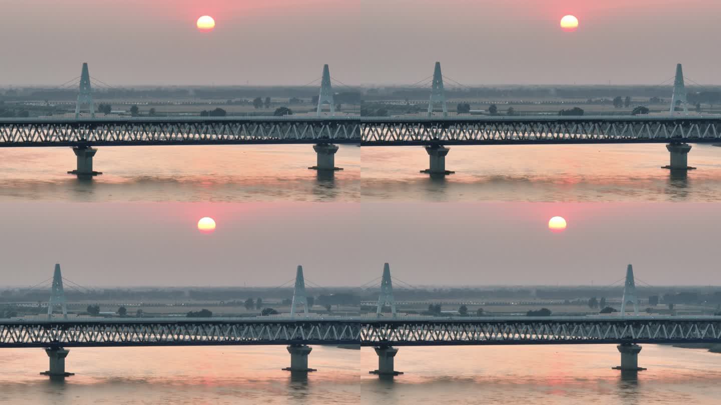郑新黄河大桥日落黄昏
