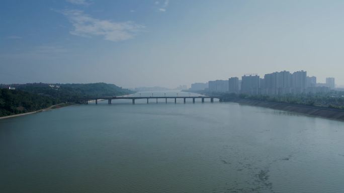 眉山岷江 大桥航拍